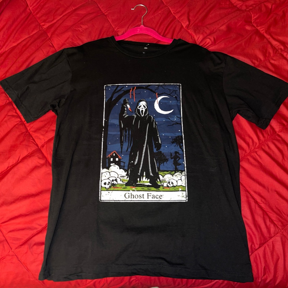 Black Ghost Face Graphic T-Shirt